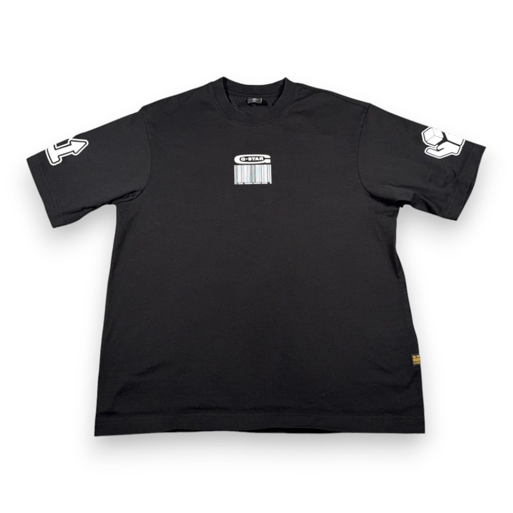 G Star Raw Shirt Adult MEDIUM Black Barcode Arrow Icons Boxy Fit Oversized